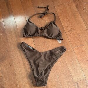 top (small), bottom (small), brand - shein, color - brown, never worn!